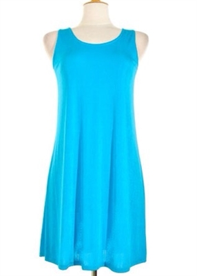 short slinky tank dress, turquoise, polyester/spandex